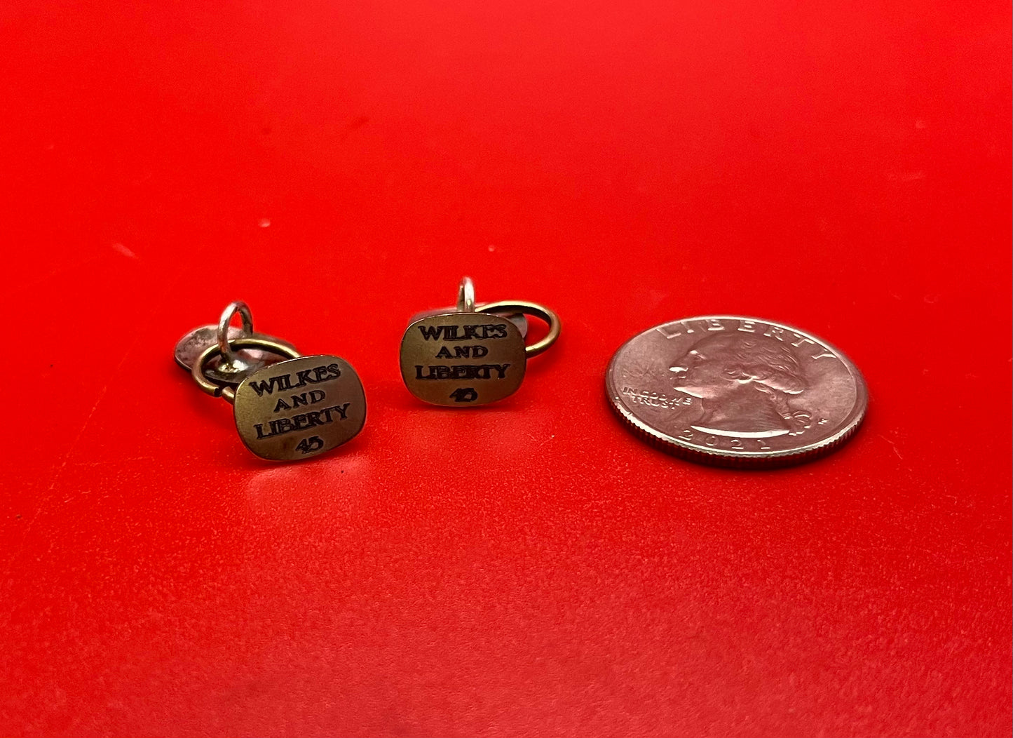 Wilkes and Liberty sleeve buttons and "45" pin